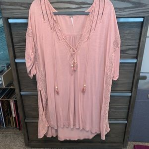 Free People Light Pink Tunic with Lace Details